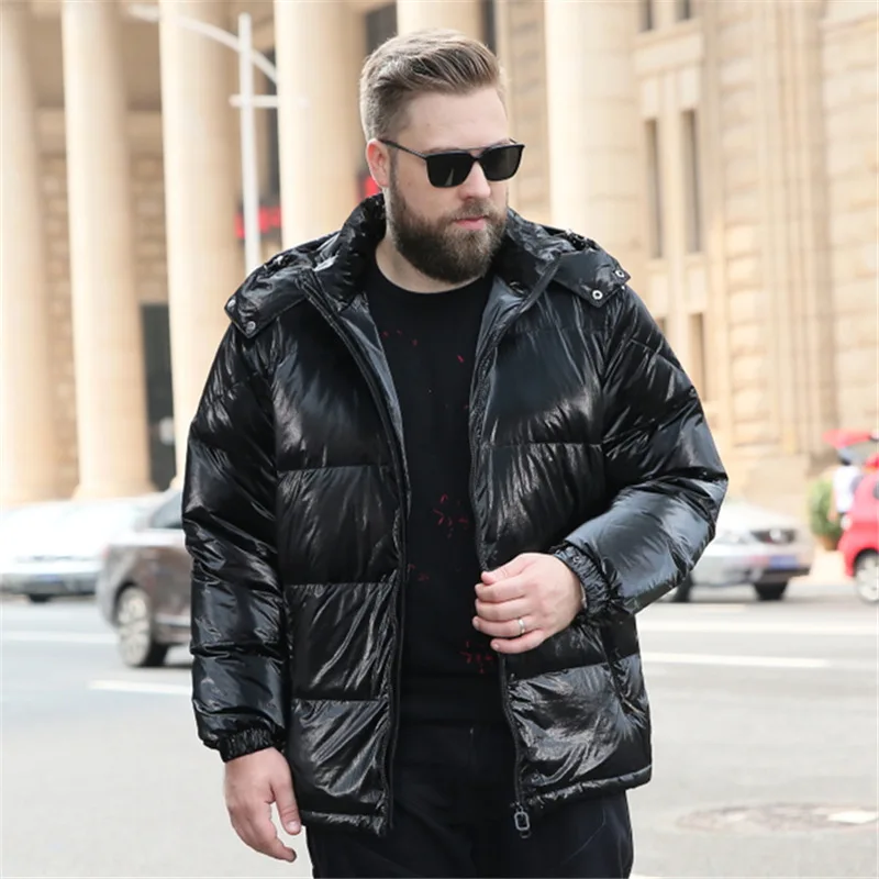 White Duck Down Jacket Men's Winter Fashion Casual Short Coat Shiny Hooded Windbreaker Youth Men Outwear Down Coat Male