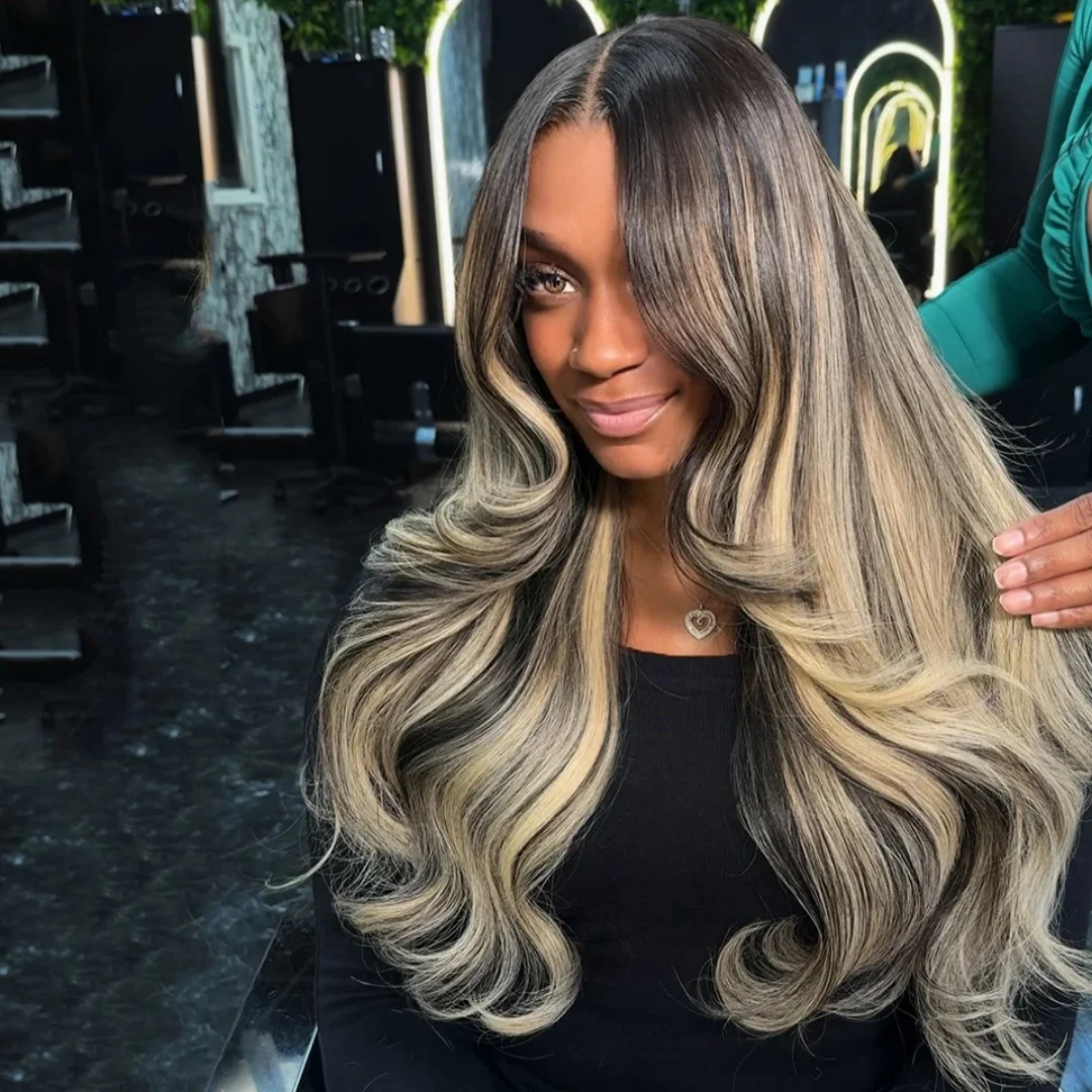 24Inch Highlight Blonde HD Lace Front Wig For Women Pre Plucked Transparent Lace Heat Resistant Daily