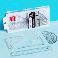 4 Pcs/ Set High Quality Ruler Protractor Student Mathematics Geometry Plastic Triangle Ruler Set Office School Supplies