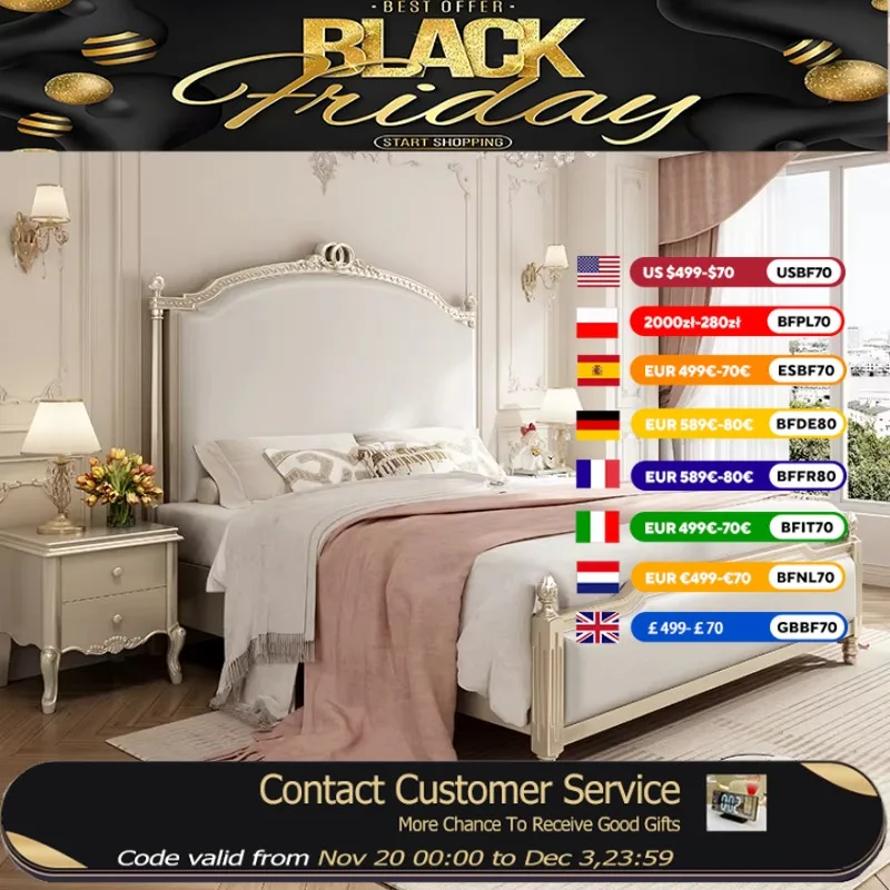 

King Size Tall Headboard Double Bed Wooden Nordic Twin Master Bedroom Bed Luxury Modern Cama Matrimonial Bedroom Furniture