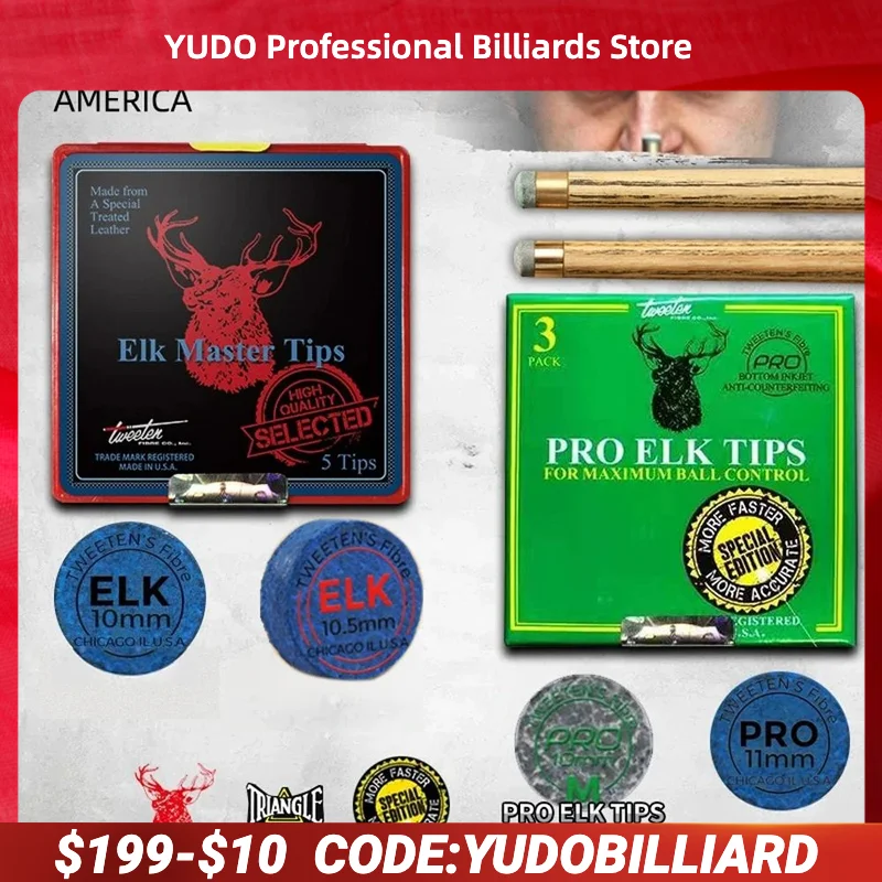 

ELK-PRO Tip Billiard Cue Snooker Cue 10mm/10.5mm/11mm Tip M/H/EH Professional Billiad Accessories For Ronnie O'Sullivan