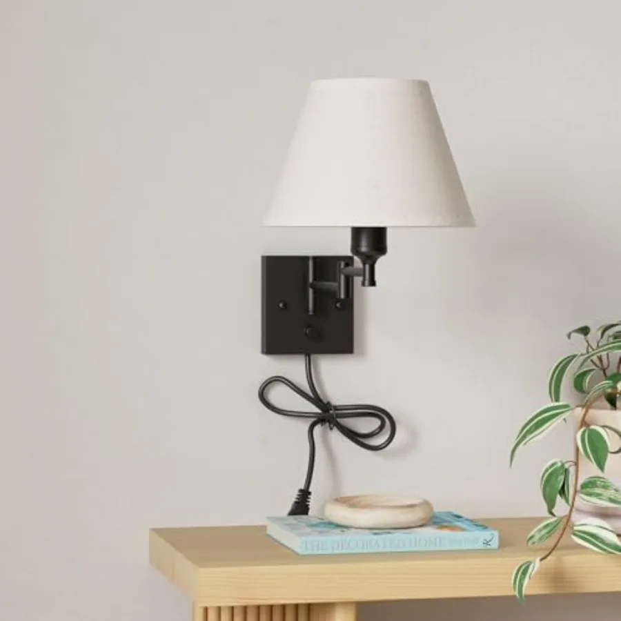 Wall Sconce with Remote Control Dimming 10%-100% and Adjustable Color Temperature 2700K-6500K Swing Arm Wall Lights with Plug i