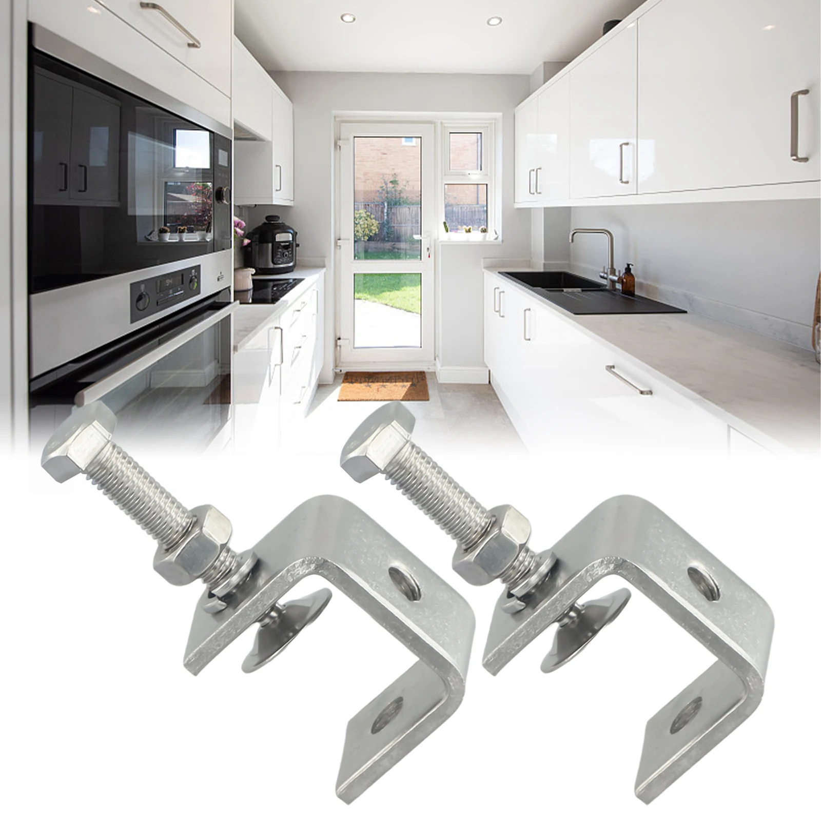 4X Stainless Steel C Clamps with M8 Threaded Hole for Secure For Mounting on Desks Workbenches and Welding Fixtures