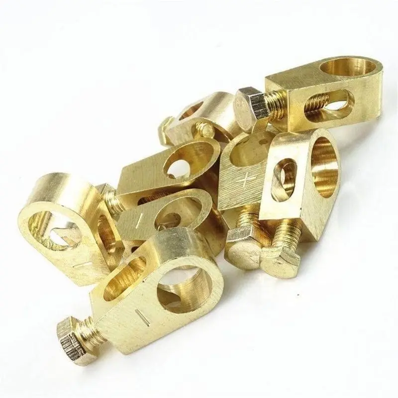 1 Pair Pure Copper Battery Connection Clip Battery Clamp Wiring Terminals Brass Car Battery Pile Head Connector