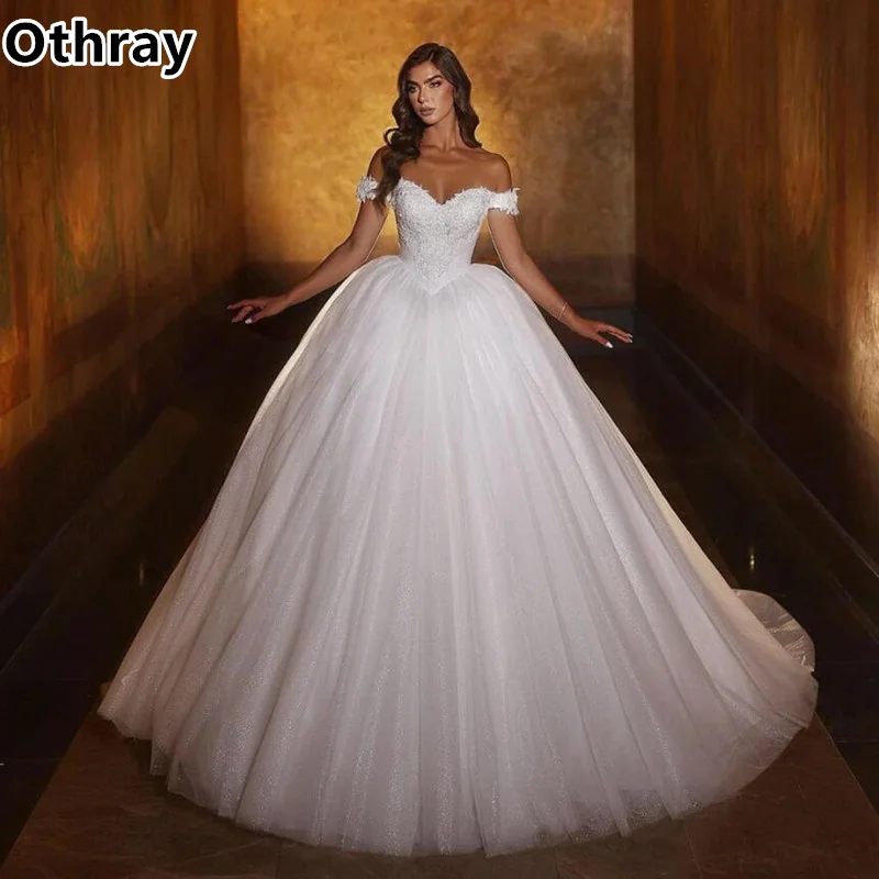 Othray Vintage Princess Wedding Dresses Off The Shoulder Lace Applique Bridal Gowns Dubai Vestidos De Novia