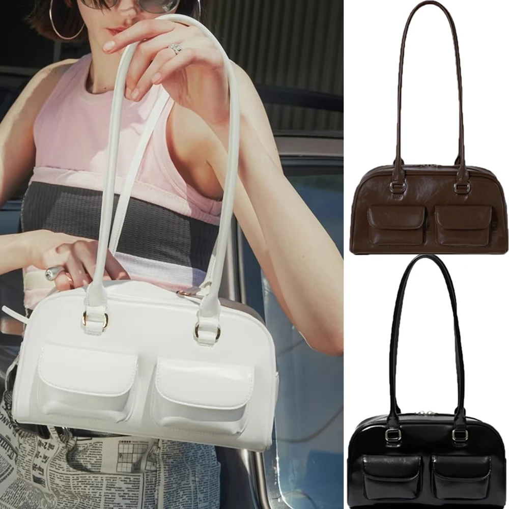 Bolsa de ombro de couro pu macio para mulheres xu yunzhen mesmo estilo bolsa nas axilas multi-bolso estilo coreano bolsa de moda y2k