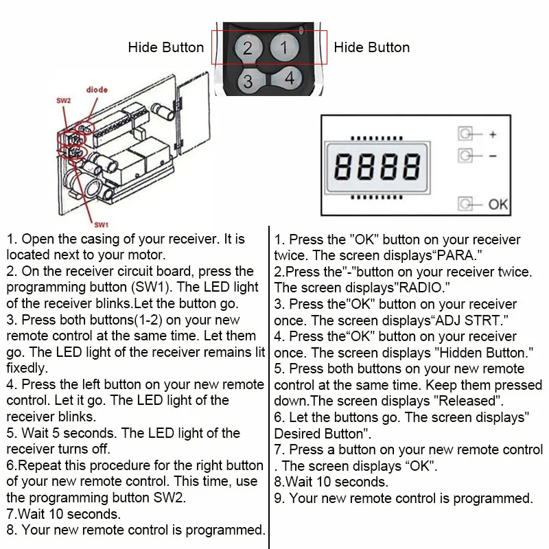For MITTO 2 4 2A 4A B RCB 02 04 / KLEIO B RCA 02 04 TRC2 TRC3 TRC1 Garage Door / Gate Remote Control 433.92MHz Rolling Code