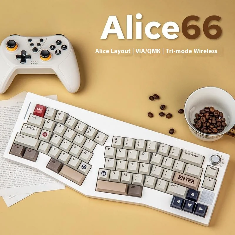 

EPOMAKER Alice66, механическая прокладка для клавиатуры, эргономичный Bluetooth VIA, индивидуальный комплект, чувствует хорошо