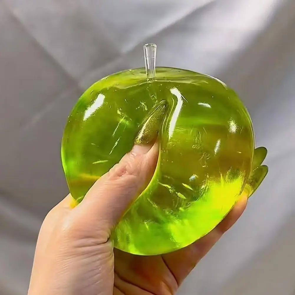 Squishy Green Apple Stress Ball Soft Fidget Sensory Toy for ADHD Autism Slow Rebound Squeeze Toy for Adults Kids Christmas Gift