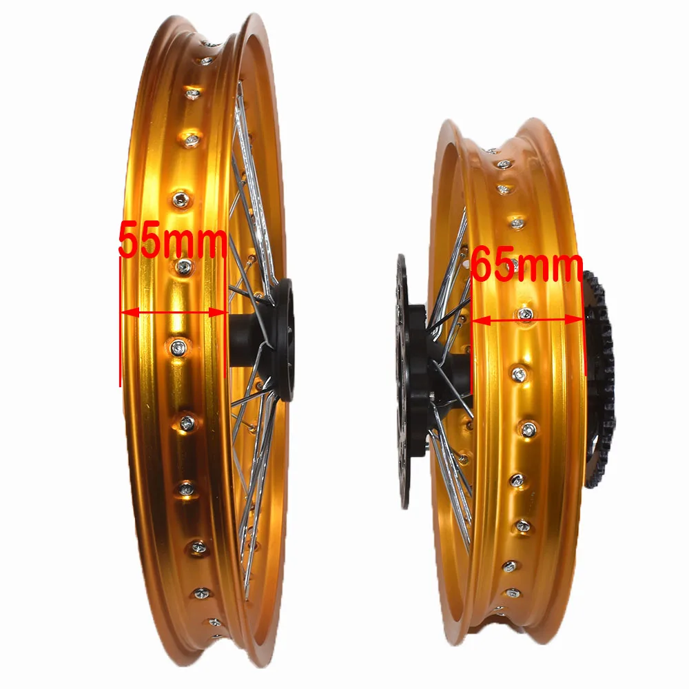 1.60-17 inch Front 1.85-14 inch Rear Rims Aluminum Alloy with sprocket Disc Brakes For KLX CRF Kayo BSE Dirt Pit Bike Motorcycle