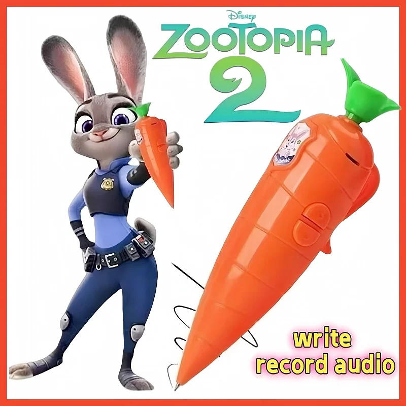 

New Disney Anime Zootopia 2 Judy Carrot-Shaped 2-In-1 Voice Recorder Ballpoint Pen Recording Creative Novelty Stationery Gift