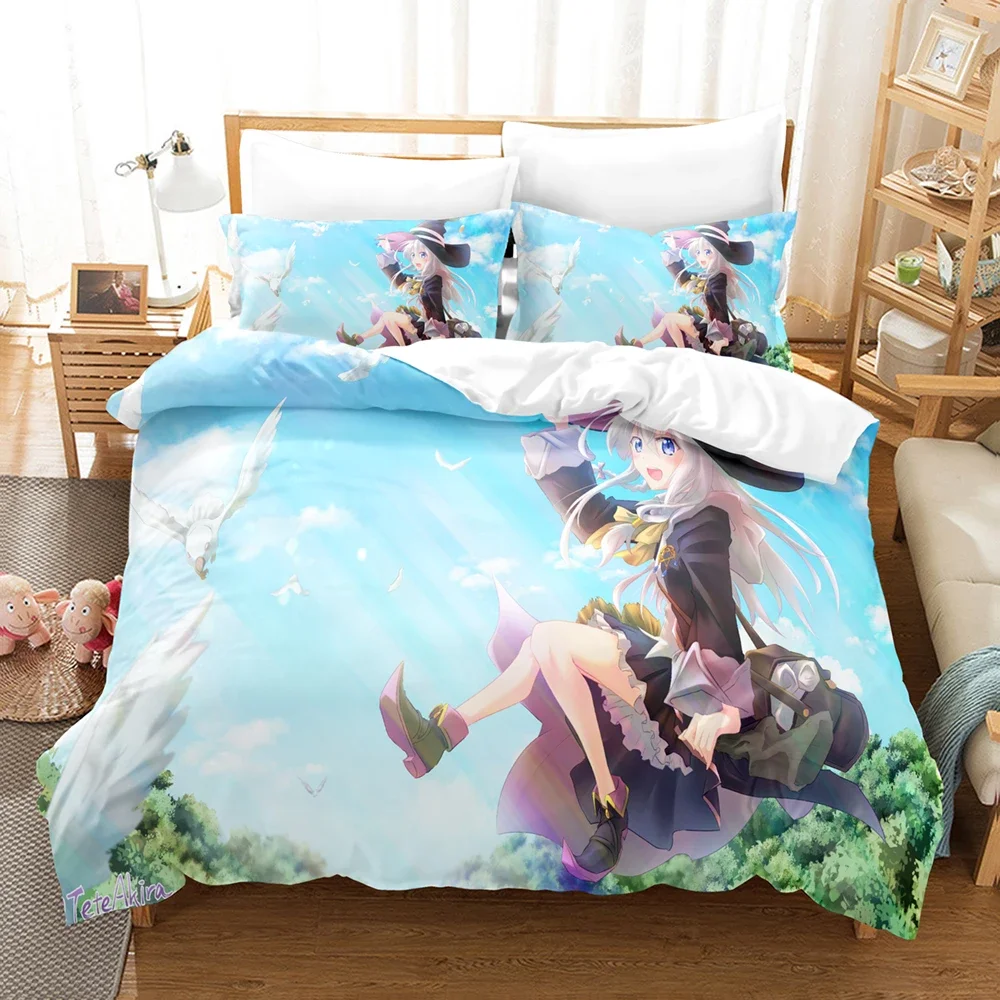 3D Printed Wandering Witch Bedding Set Anime The Journey of Elaina Duvet Cover Double Twin Full Queen King Adult Kid Quilt Cover