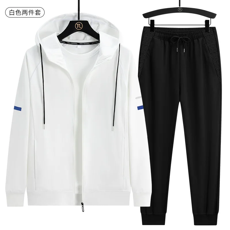 2024 High Quality Running 2 Piece Set Jacket+Sweatpants Cardigan Long Sleeve Casual Tracksuit Men Sport Clothing Running Suit