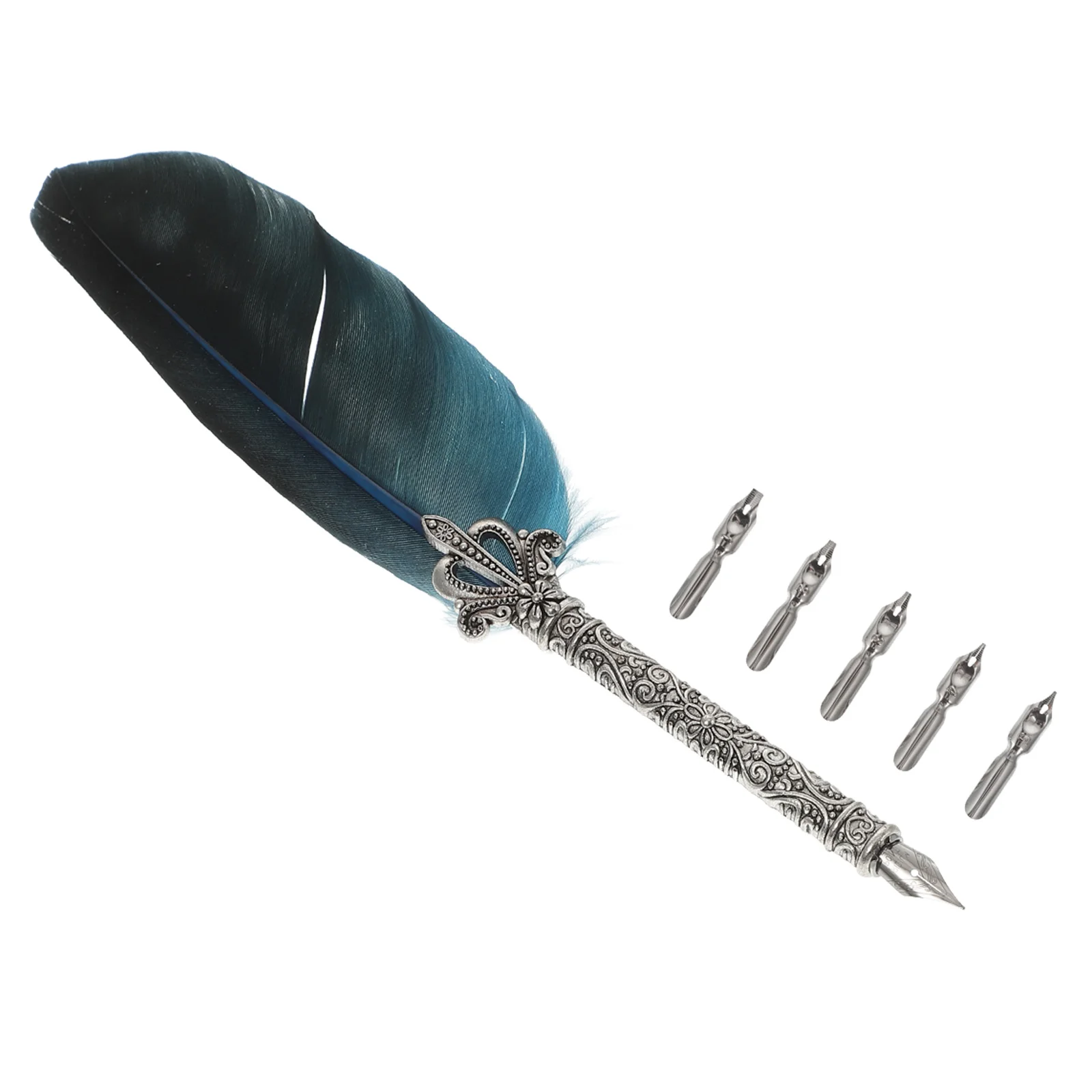 

1Set Quill Dip Pen Calligraphy Set Premium Metal Craftsmanship with 5 Nibs for Writing Drawing School Office Supplies