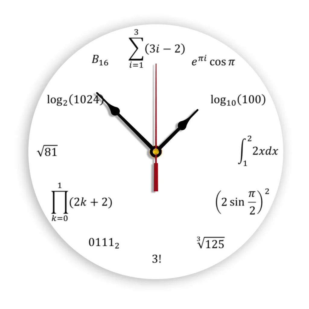 

Math Equations and Notations Modern Simple and Wall Hung Clock for Study Bedroom Living Room Bathroom