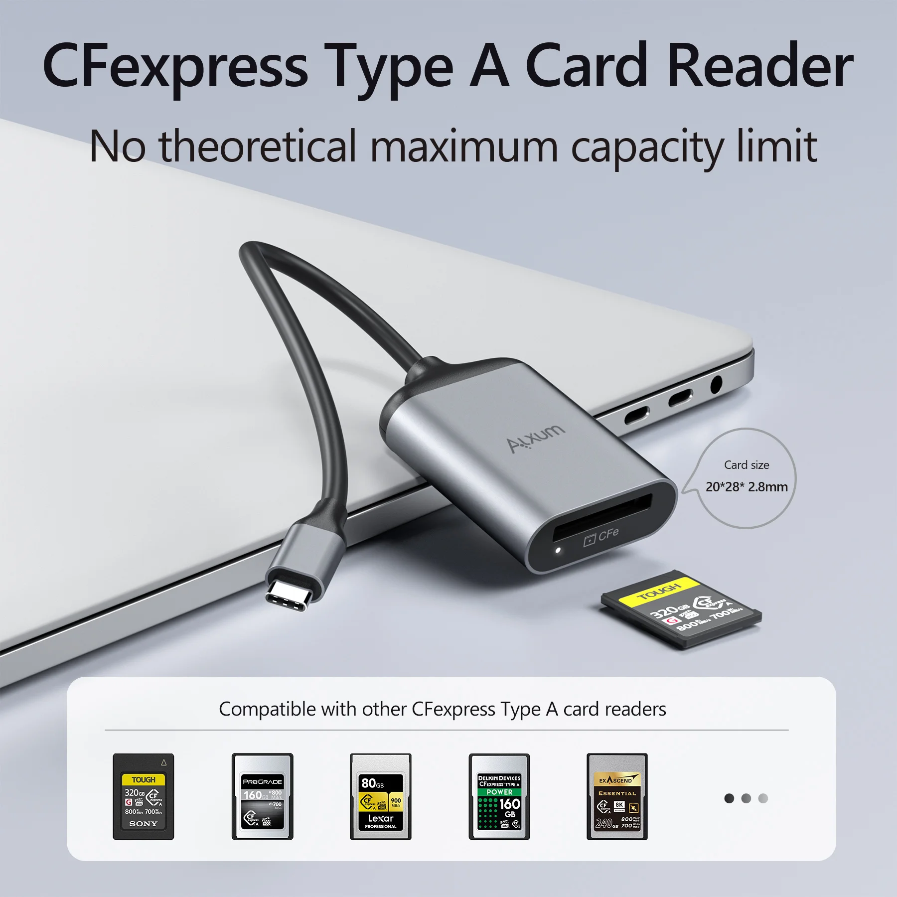 Imagem -02 - Alxum-cfexpress Card Reader Usb c para cf Express Memory Storage Adapter Thunderbolt tipo a Cardreader para Laptop Computador Telefone