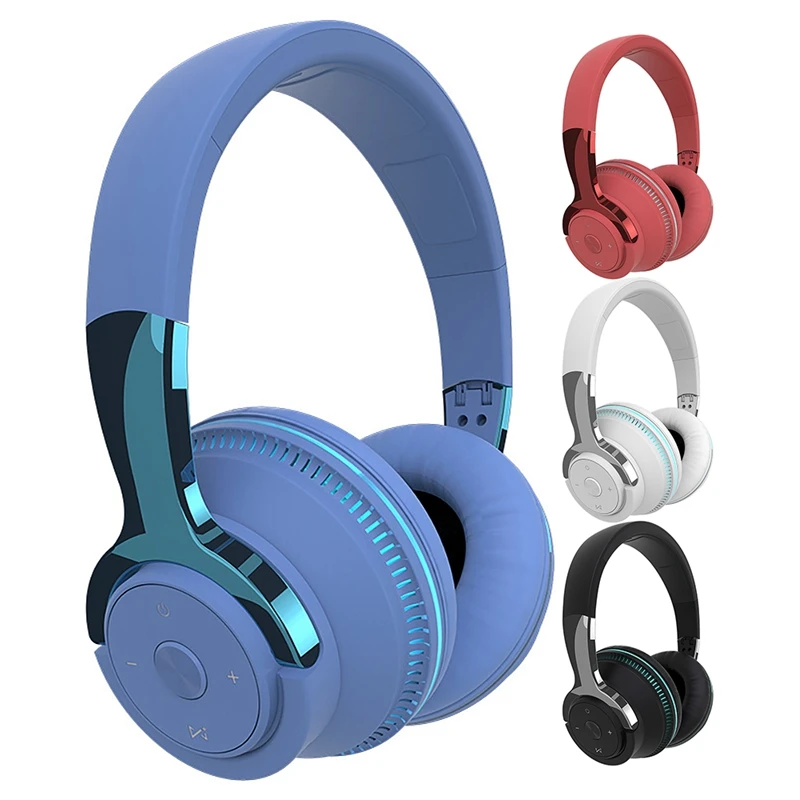 H2 Wireless Bluetooth Headset Colorful Lighting Game Foldable Headset Support Bluetooth/AUX Wired/Card Playback