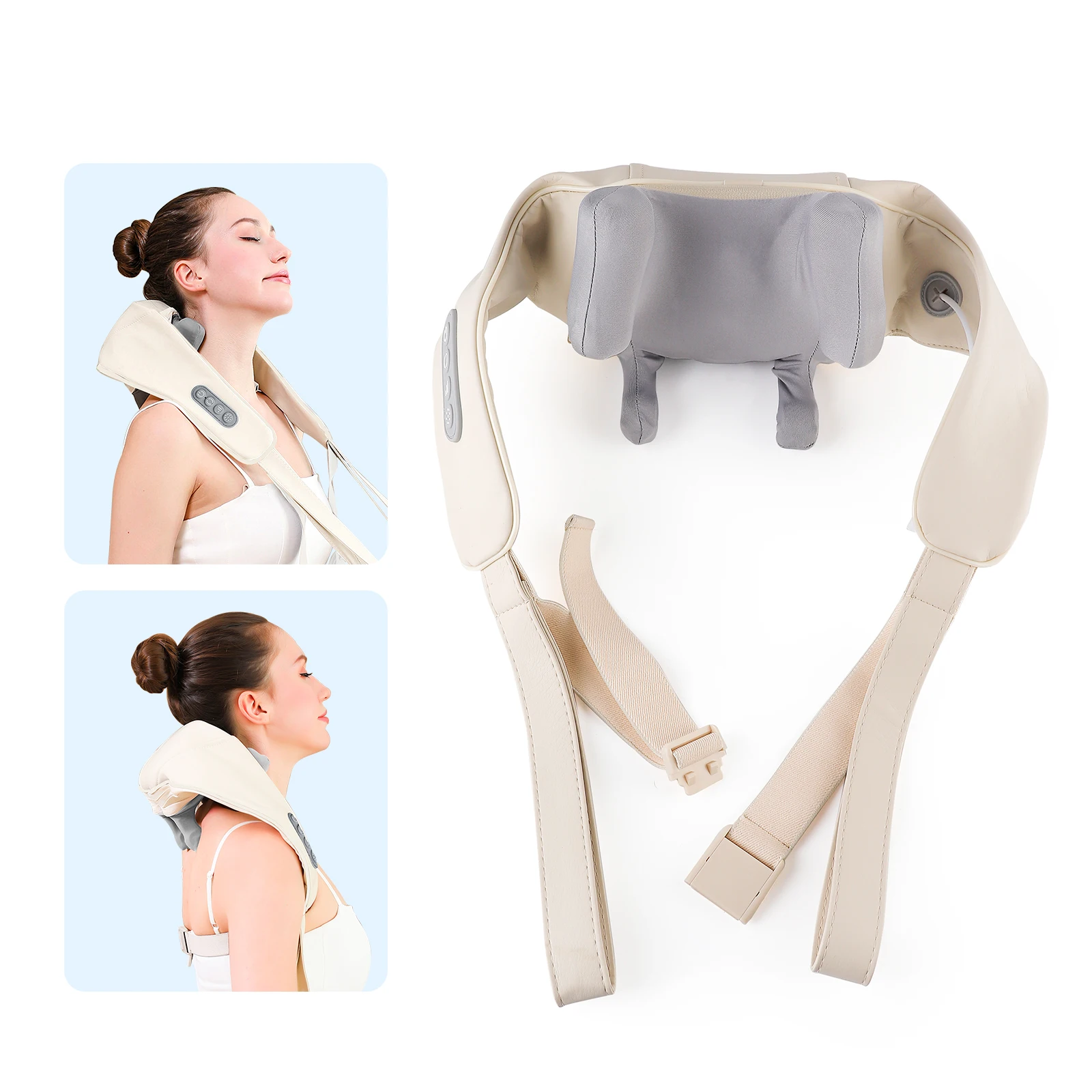 Foreverlily Neck And Shoulder Massager Wireless Neck And Back Shiatsu Kneading Massager Neck Cervical Relaxing Massage Shawl