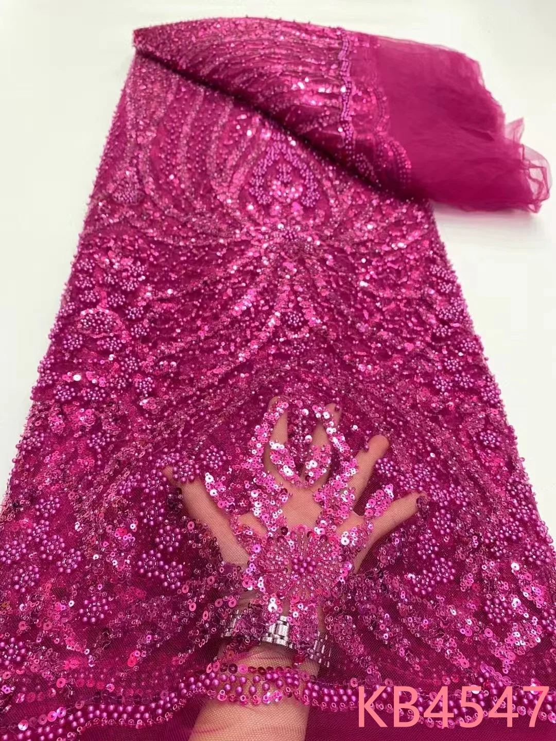 Green Beaded Lace Gold Sequins Lace African Lace Fabric 5 Yards High Quality 2025 Orange Beaded Lace Fabric For Sewing KB4547