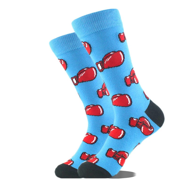 Happy Design Ctue Funny Socks Men Animals Food Pattern Sokken Divertidos Jacquard Calcetines Unisex Hip Hop Skateboard Sox