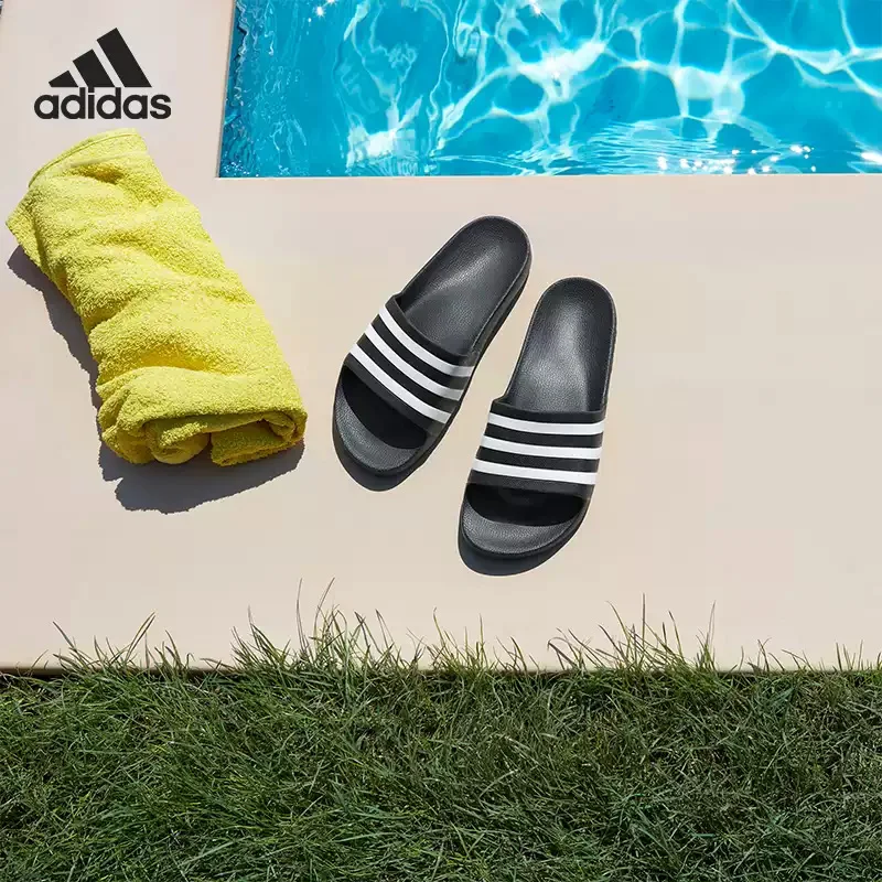 Adidas F35543 Men Women Slides Black White Lightweight EVA Waterproof Non Slip Sandals For Shower Beach Pool Daily  Slippers