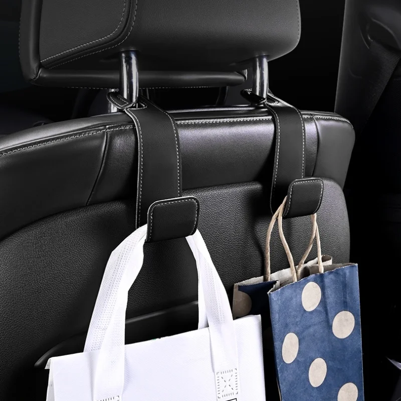 1pc Car Seat Headrest Hook, PU Leather Hook Can Hang Storage Box, Wallet Jacket, Umbrella, Grocery Bag, Internal Accessories