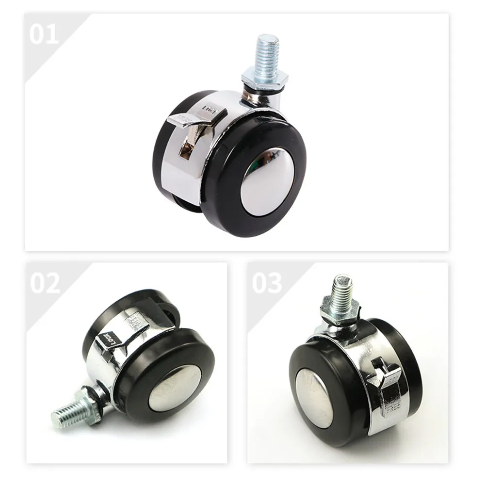 4Pcs Casters 2 Inch Alloy Dual Wheel Smooth Silent Office Chair Replacement Swivel Wheels for Desk Chairs