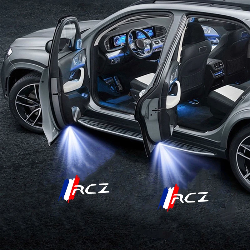 2Pcs For Peugeot RCZ HD Projector LED Car Door Welcome Lights Auto Emblem Shadow Lamp Night Signal Light Auto Decor Accessories