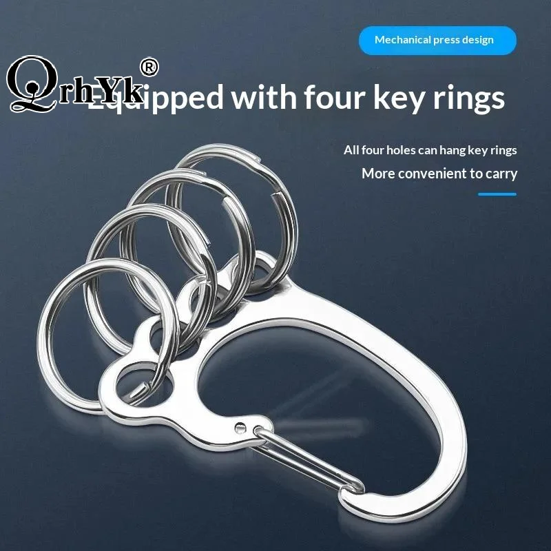 Rust Proof Stainless Steel Foot Shaped Carabiner Keychain Multi Hanging Holes for Camping Hiking Backpack Accessory