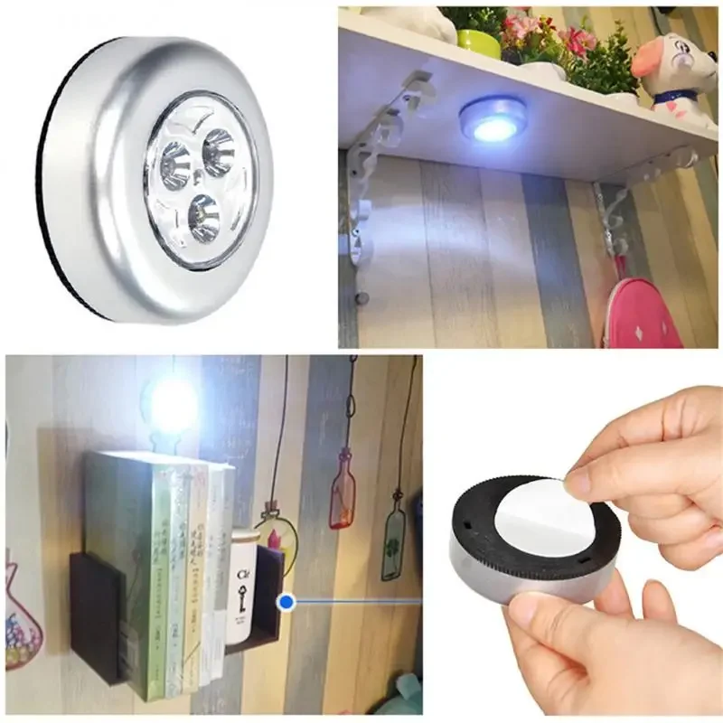 Touch Control Night Light Round Lamp Under Cabinet Closet Push Stick On Lamp Home Wall Lamp AAA Battery Powered Motion sensor