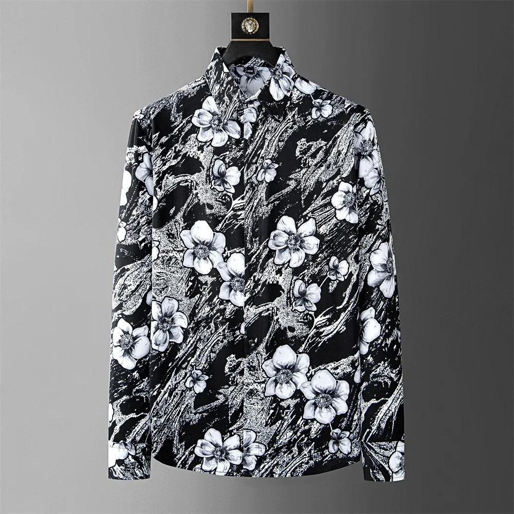 Crown Print Shirt Men's Long Sleeve Casual Shirt High Quality Fashion Popular Premium Plus Size Men's Clothing Disfraz De Hombre
