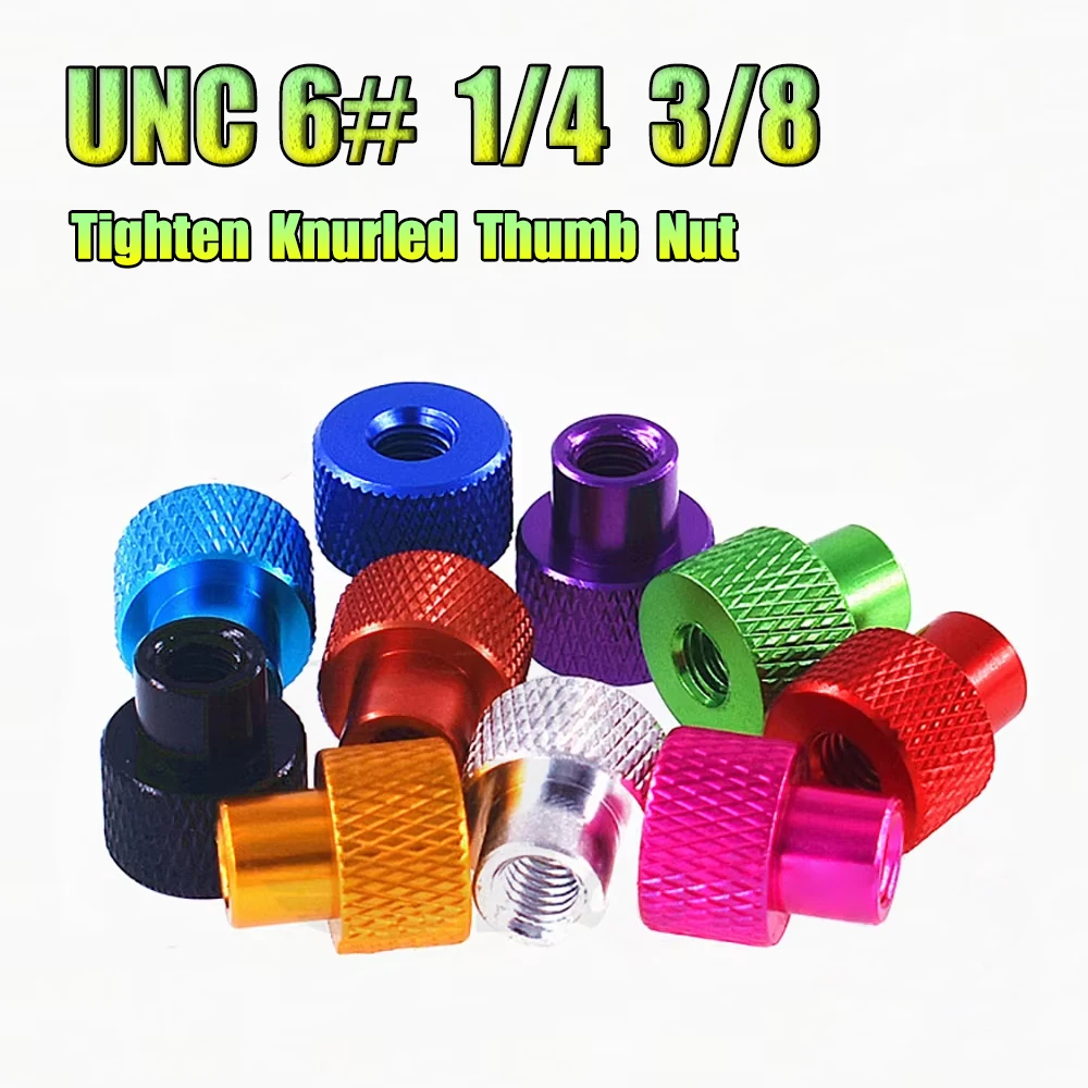 UNC 6# 1/4 3/8 Inch Aluminium Alloy Hand Tighten Knurled Thumb Nut for FPV RC Car Parts Hardware Colourful