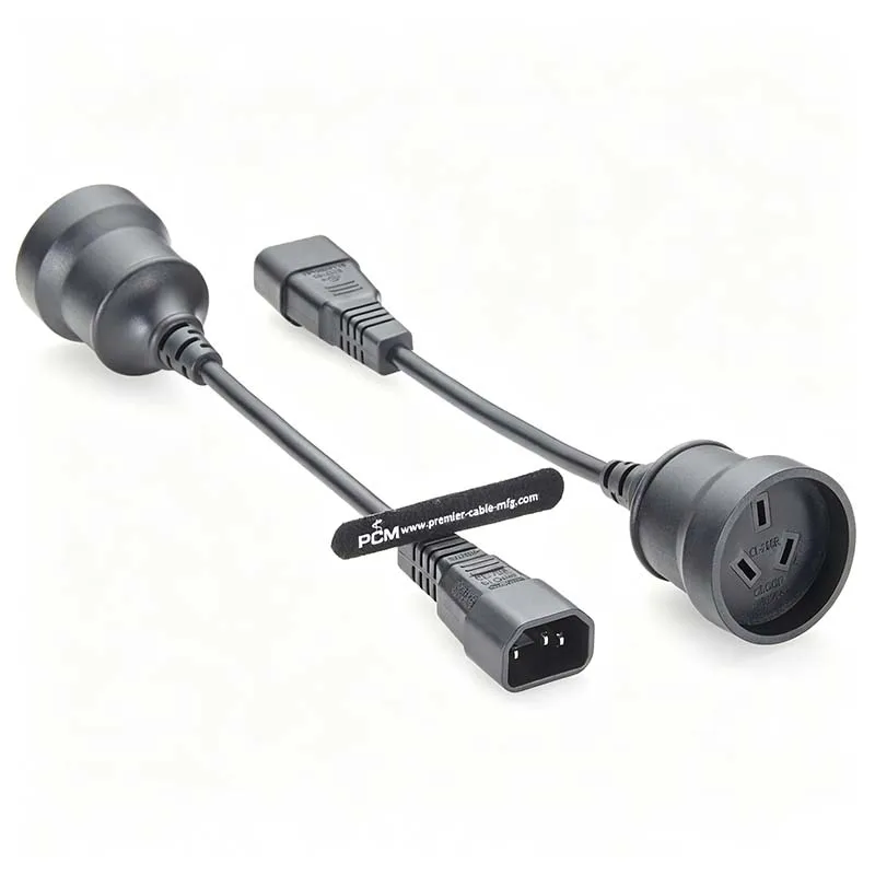 IEC C14 to Australian SAA 3-pin female socket power extension cord for servers, UPS, and computer power supplies