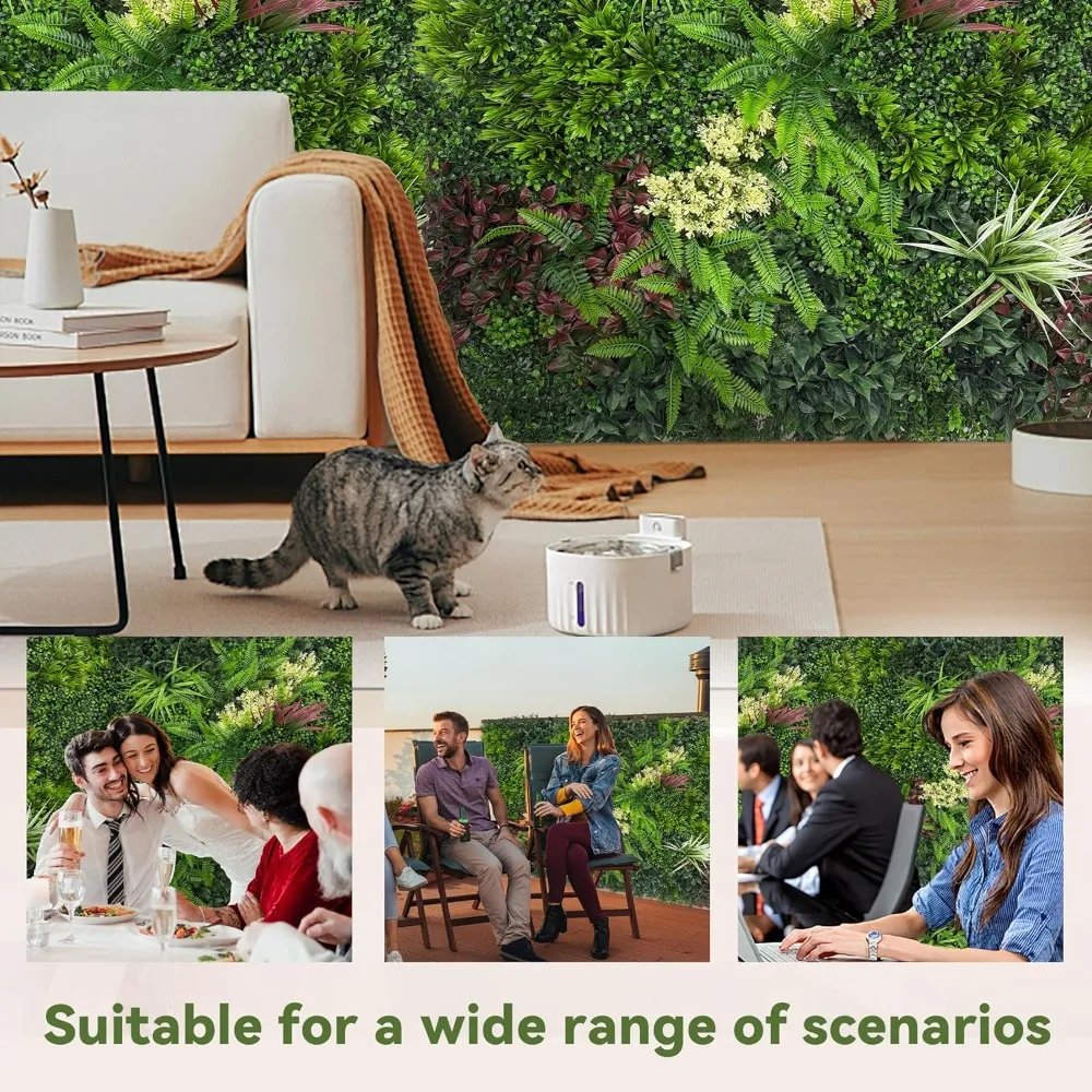 لوحة نباتات من خشب البقس على الحائط العشبي: 20 × 20 (8 بكسل) أوراق خضراء مقاومة للأشعة فوق البنفسجية لخلفية الحائط الداخلية والحديقة والداخلية. #6