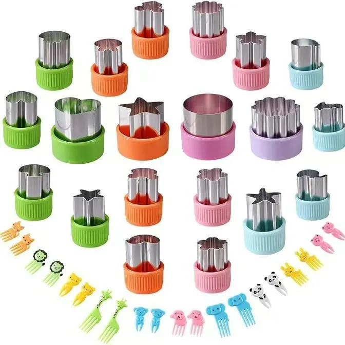 40-Piece Fruit Cutter Shape Set Vegetable Biscuit Cutter Stainless Steel Food Mini Pie Biscuit Stamp Mould Children's