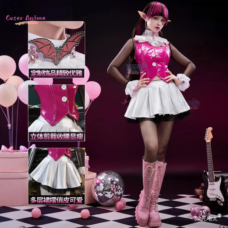 Juego Monster High Dráculaura Cosplay disfraz uniforme fiesta de Halloween para mujeres hombres accesorios de Carnaval