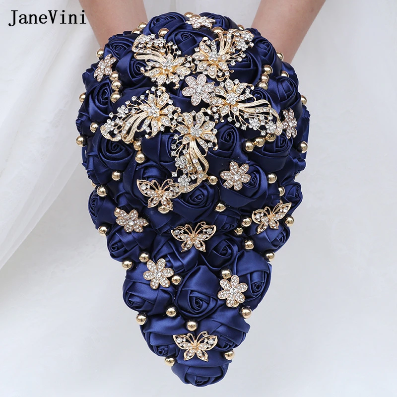 janevini-luxury-gold-rhinestone-waterfall-bridal-bouquets-artificial-satin-roses-cascading-wedding-navy-bouquet-flower-for-bride