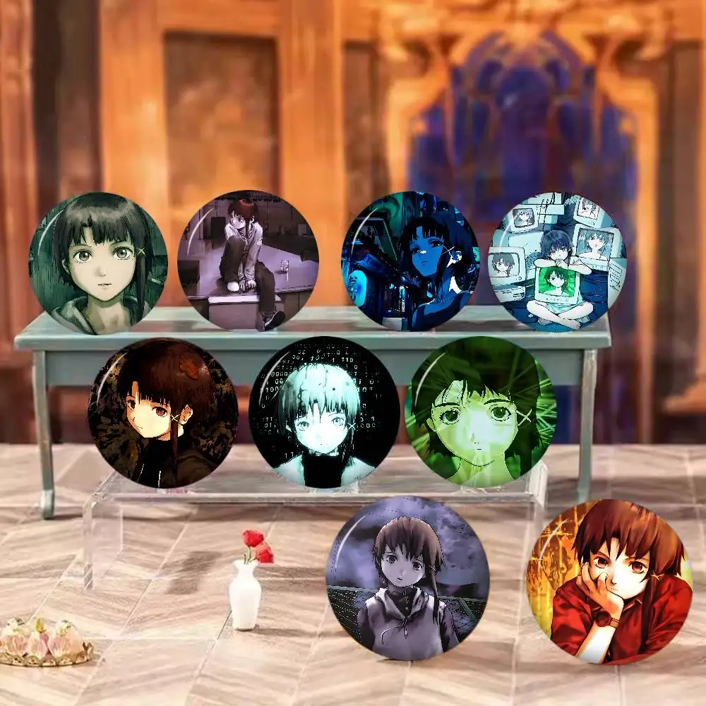 Anime Serial Experiments Lain Anime Button Pin Handmade Brooch for Clothes Cartoon Badge Backpack Decoration Jewelry Accessories