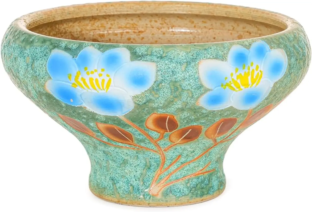 

9.6 Inch Large Succulent Plant Pots, Pretty Hand Painted Ceramic Planter with Drainage, Indoor Outdoor Cactus Planter Bo