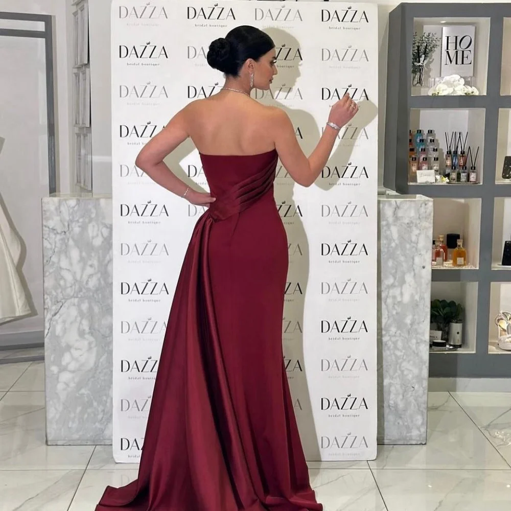 Bella Customized Red Mermaid Four-Way Stretch robes de soirée Strapless Evening Dresses Floor-Length Sleeveless Wedding Dress image 2