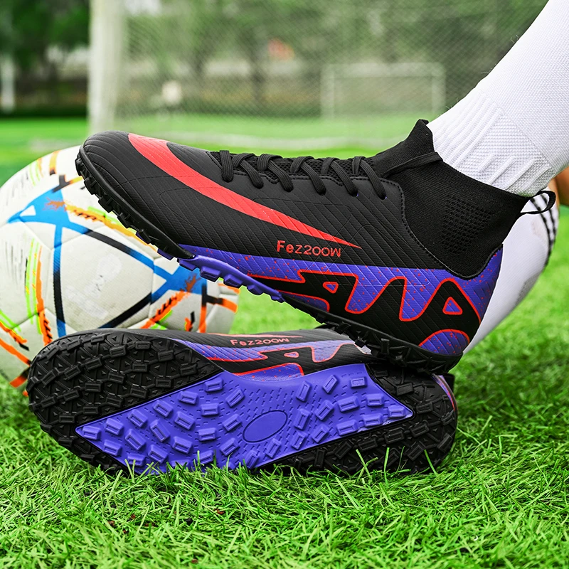 New Football Boots Men TF/FG High Ankle Light Outdoor Training Soccer Shoes Society Child Student Non-slip Grass Match Sneakers