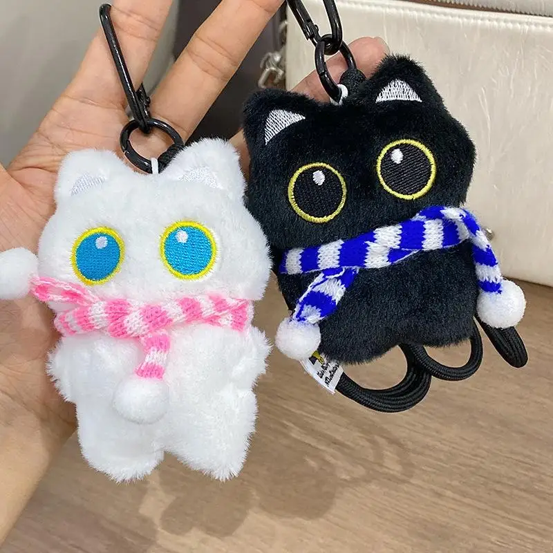 1Pcs Sweet Black Cat Plush Stress Relief Toy, Compact Pendant, Chic Black Cat Doll Keychain - Ideal Boy Girl Birthday Present