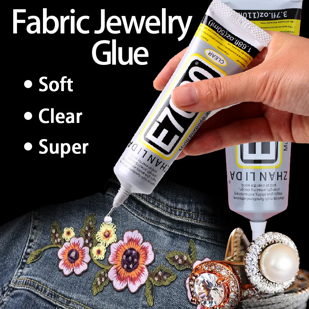 50/110ML E7000 Clear Glue Fabric Textile Clothes Logo Patch Jewelry DIY Craft Leather Crystal Rhinestone Phone Epoxy Adhesive