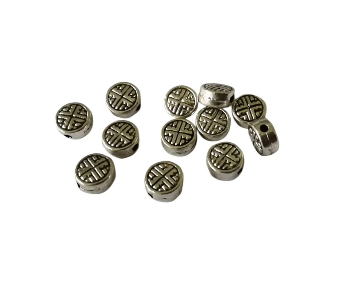 450pcs Tibetan silver metal crafted round spacer beads A729