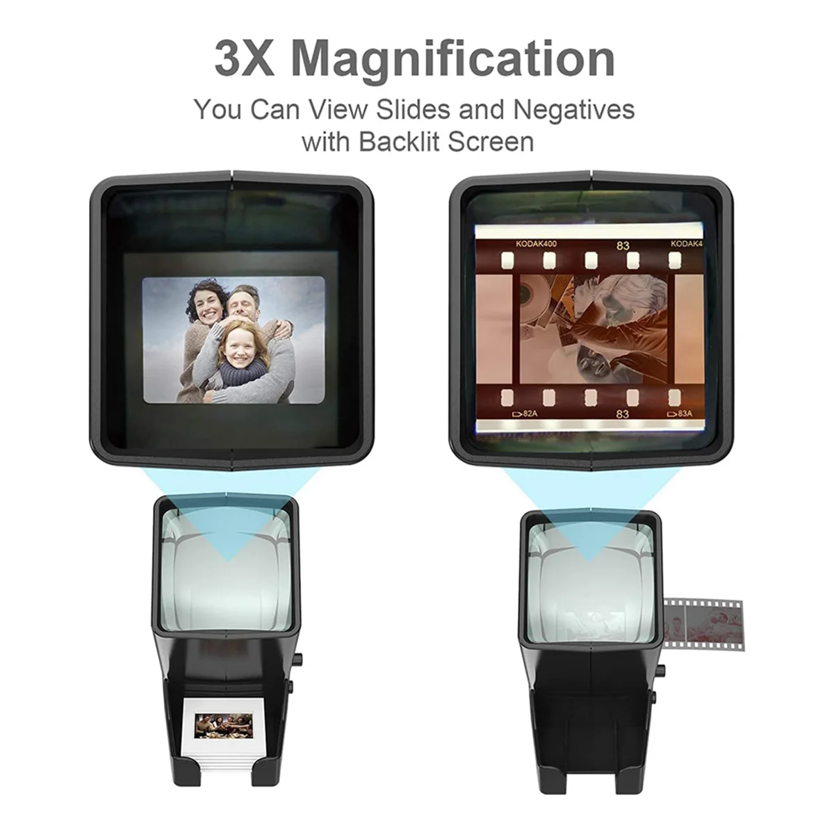 35mm Slide Viewer, 3X Magnification, USB Powered/Battery Operation-for 35mm Daylight Film Slide and Negative Viewer