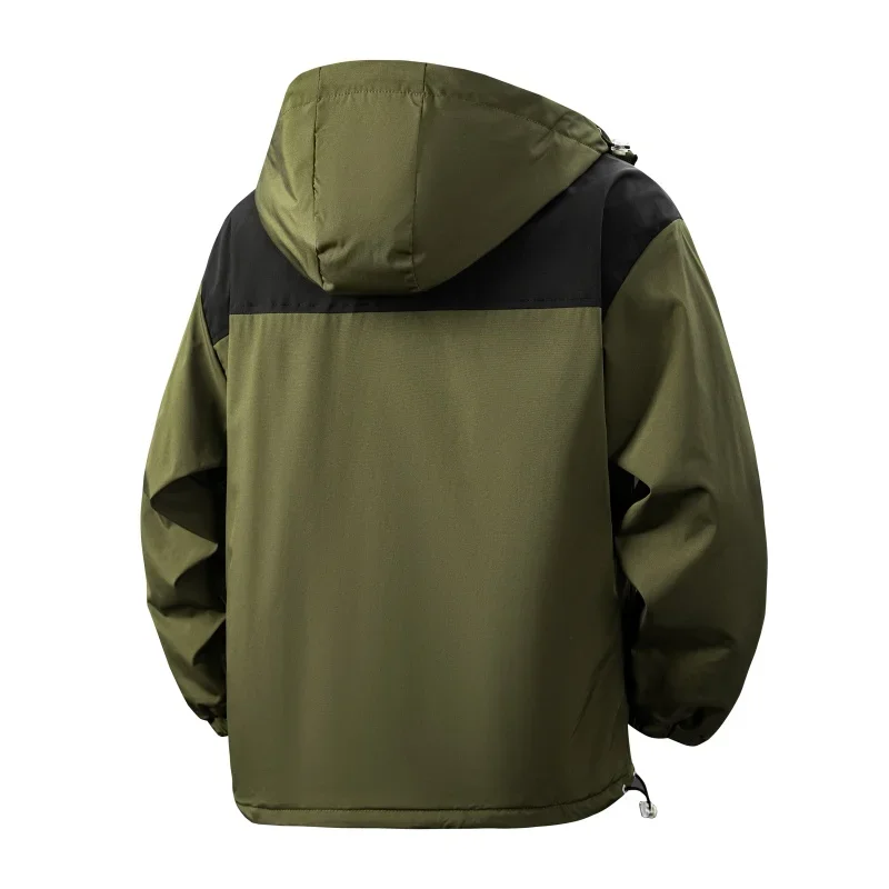 Winter Men Outdoor Running Sports Waterproof Breathable Jacket Made of Wool Velvet Fashionable Trendy Casual Hooded Warm Jacket