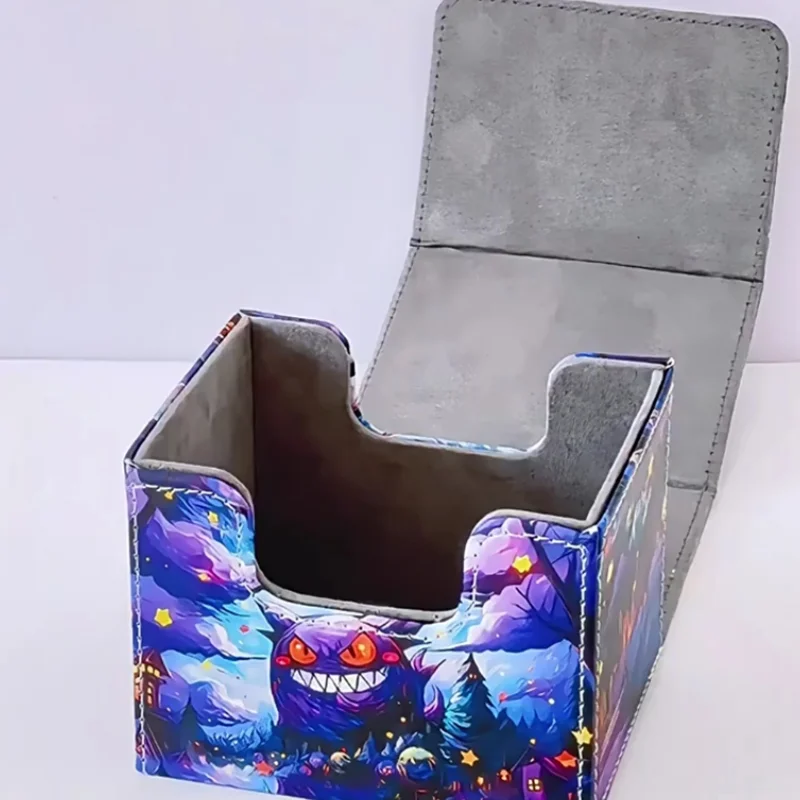 Caja de cartas de Pokémon Yugioh, PTCG, OPCG, cielo estrellado, Gengar, personajes de juego de Anime, 100 + PU, caja de almacenamiento de protección portátil, juguetes ACG