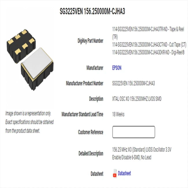 5pcs/lot X1G005351003612 SG3225VEN 156.25M 156.25MHZ CJHA LVDS chips Electronic new