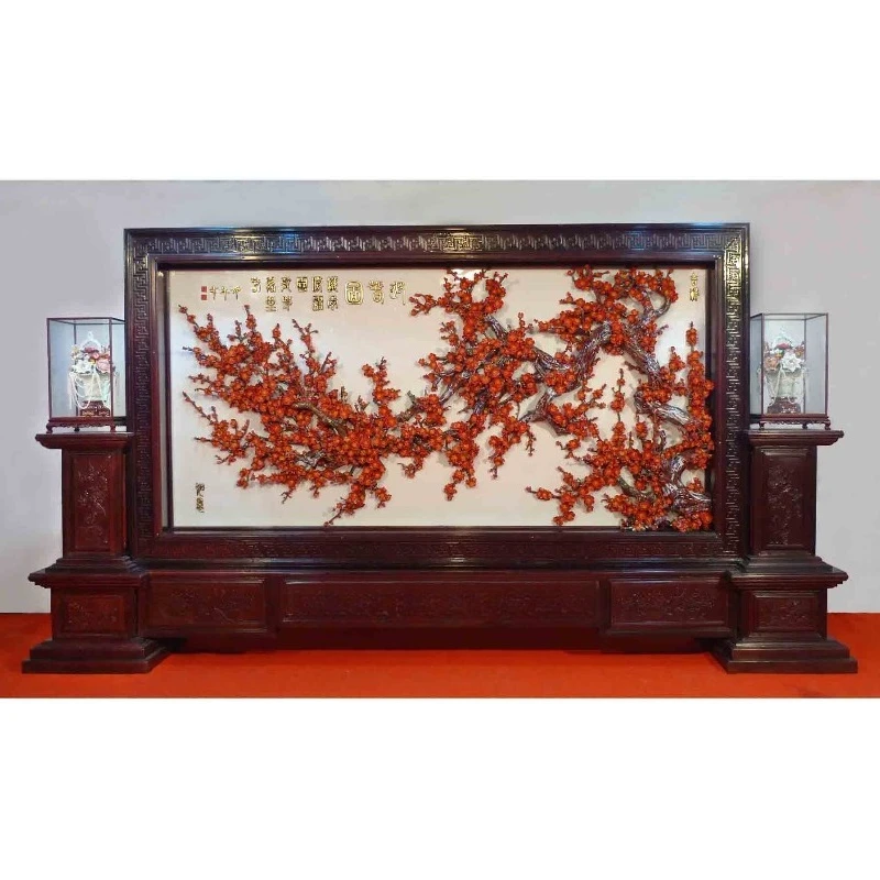 High-temperature porcelain plate three-dimensional plum screen 