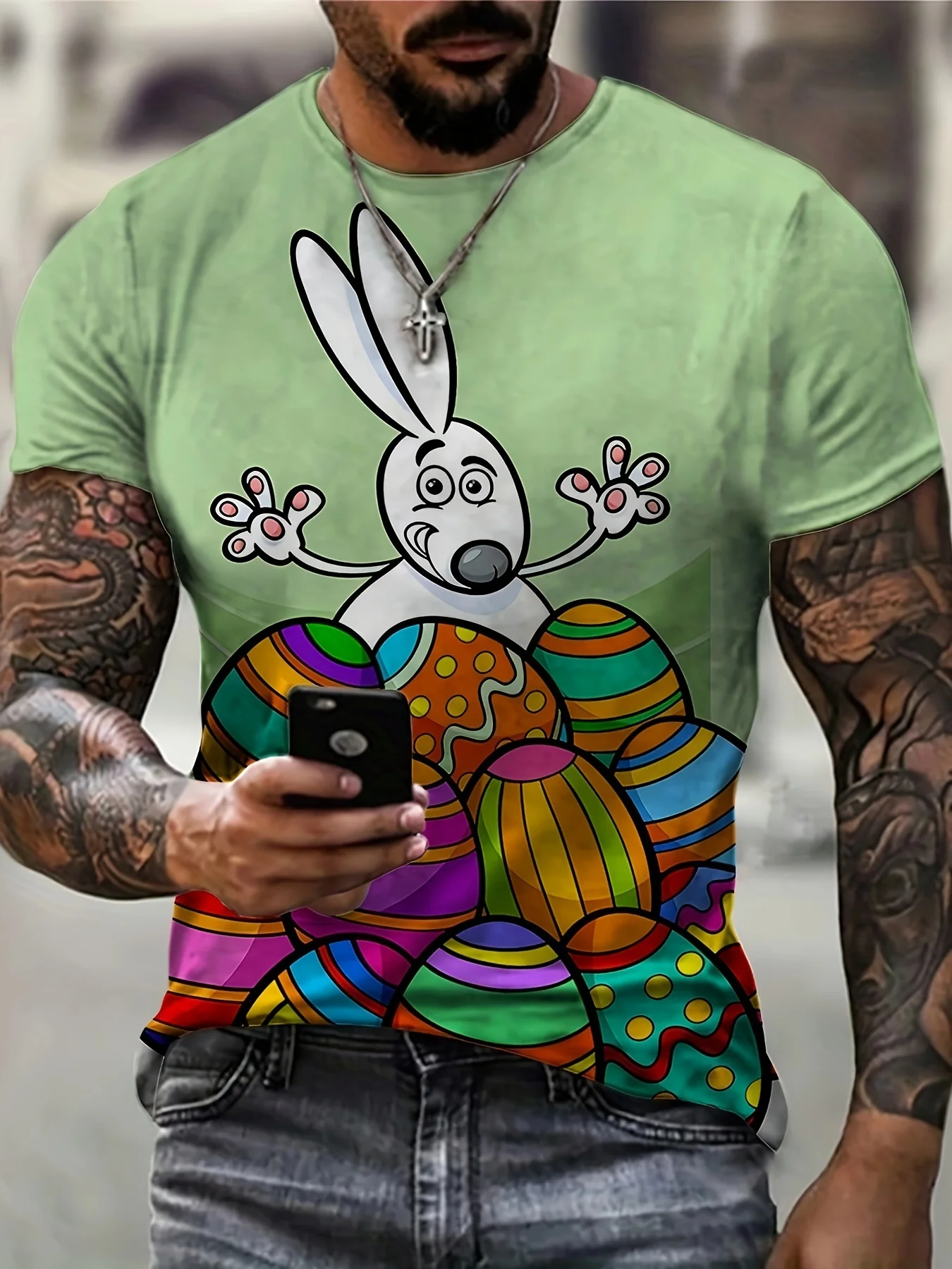 

2024 New Summer Men's Trendy Cartoon Pattern T-shirt